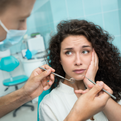 don't go to the dentist for a long time, woman in dentist's chair